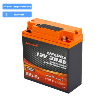 Enjoybot 12V 30Ah Portable LiFePO₄ Battery with Bluetooth & Direct-Charge Module